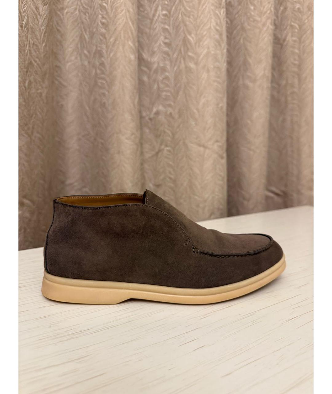 LORO PIANA Коричневые замшевые лоферы, фото 9