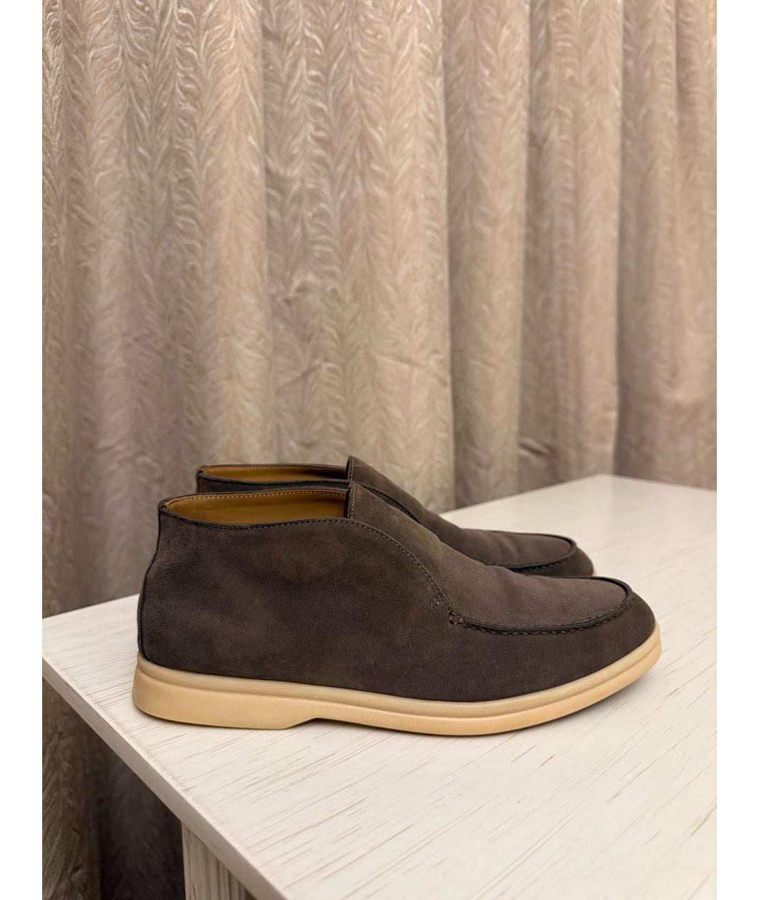 LORO PIANA Коричневые замшевые лоферы, фото 5