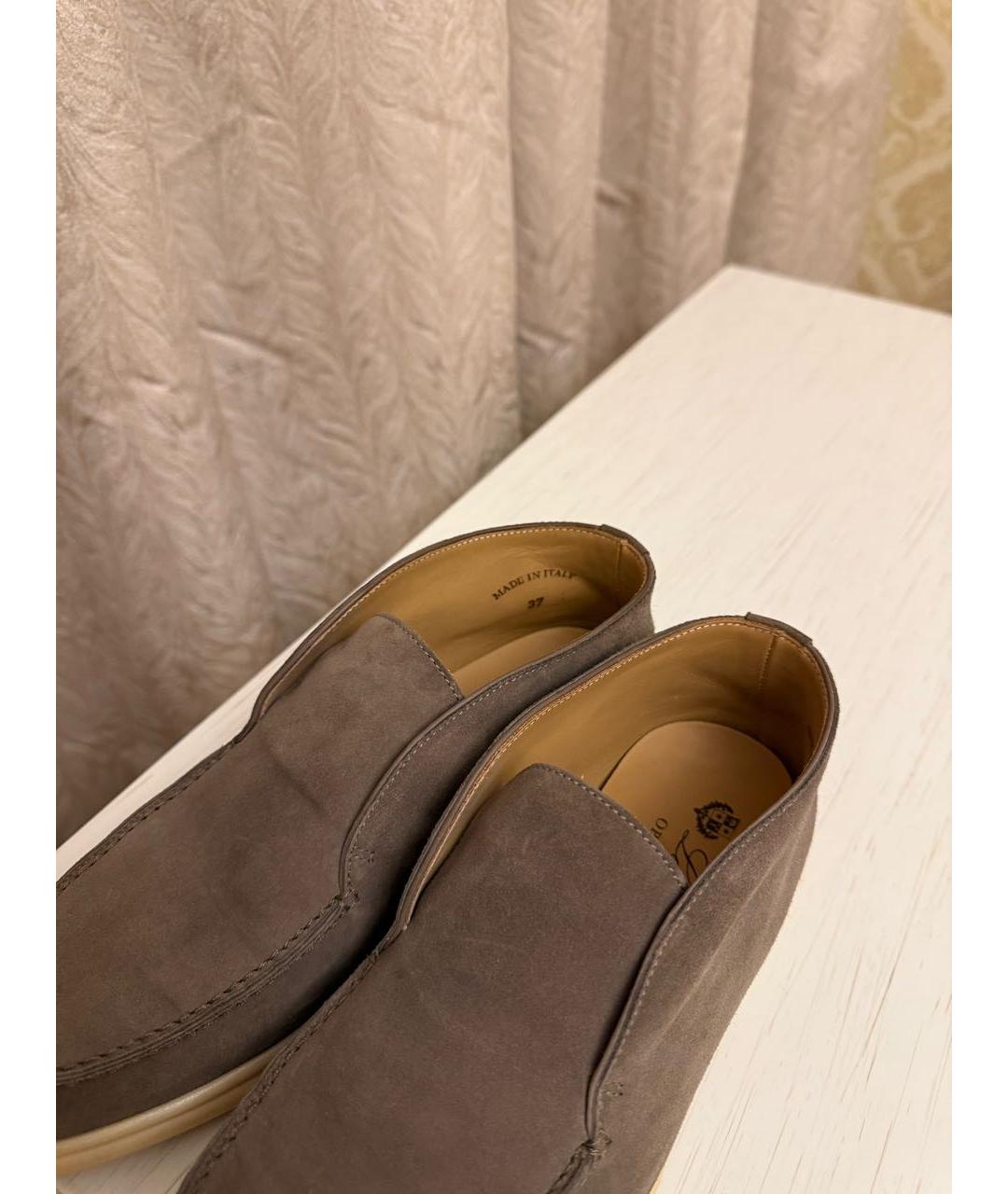 LORO PIANA Коричневые замшевые лоферы, фото 7