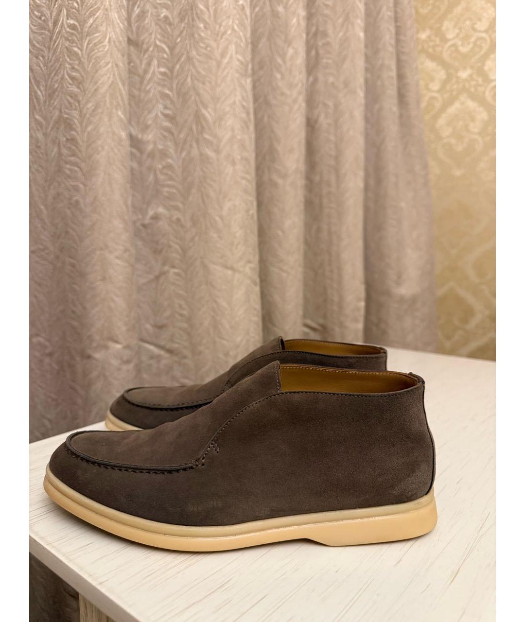 LORO PIANA Коричневые замшевые лоферы, фото 6