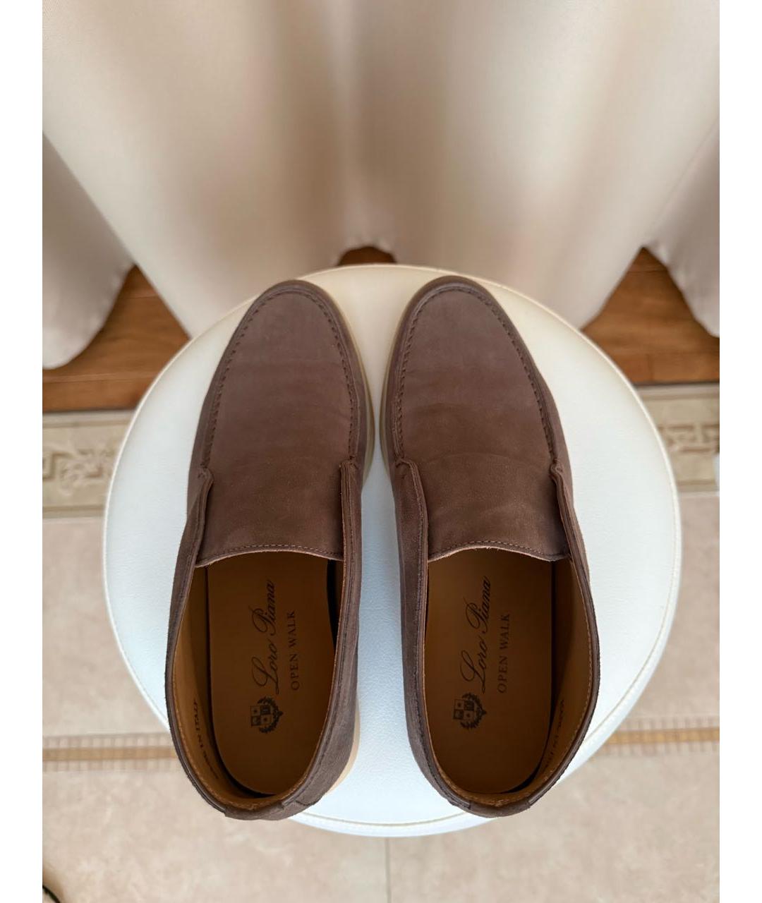 LORO PIANA Коричневые замшевые лоферы, фото 3
