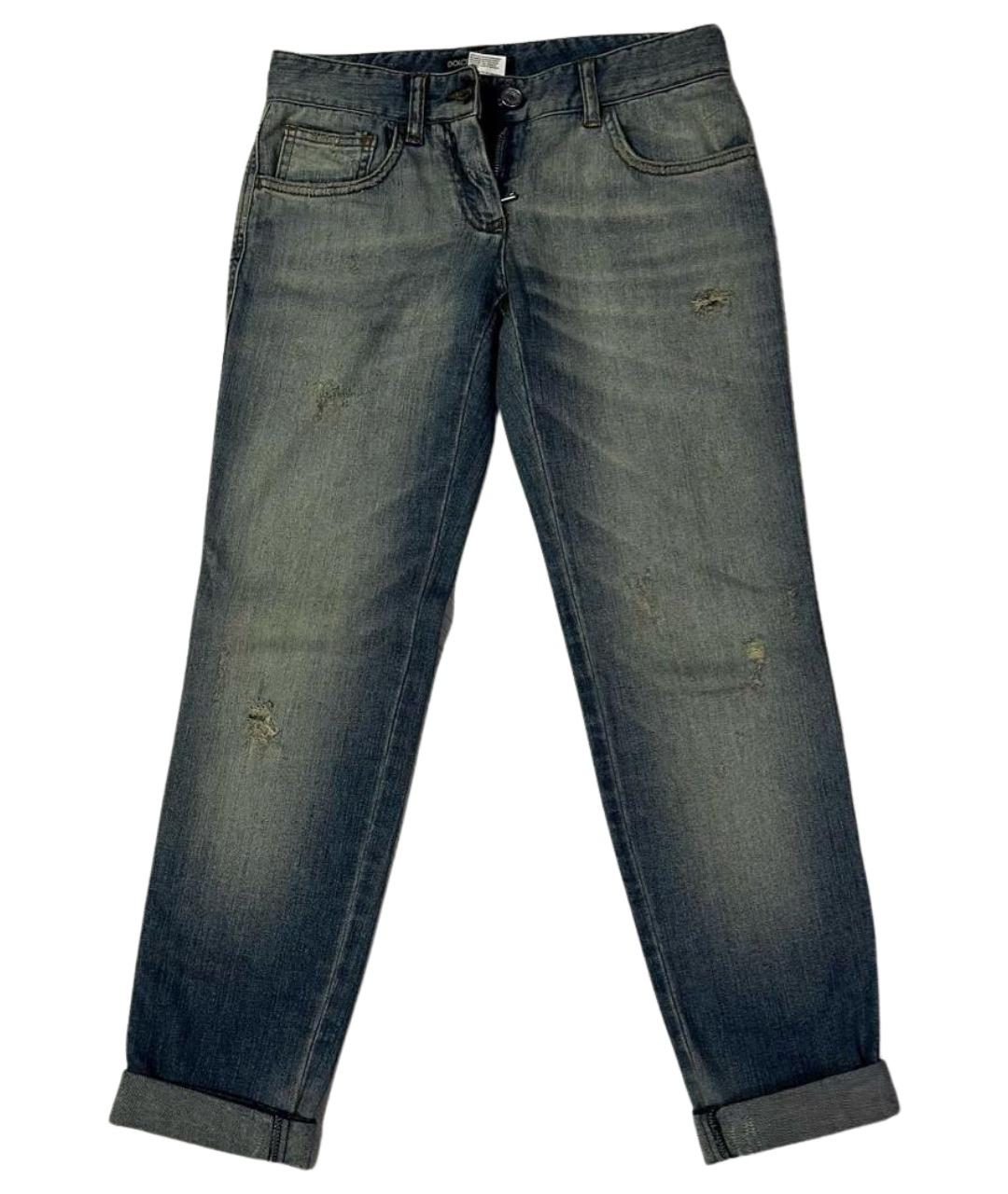 DOLCE&GABBANA Синие хлопковые джинсы слим, фото 1