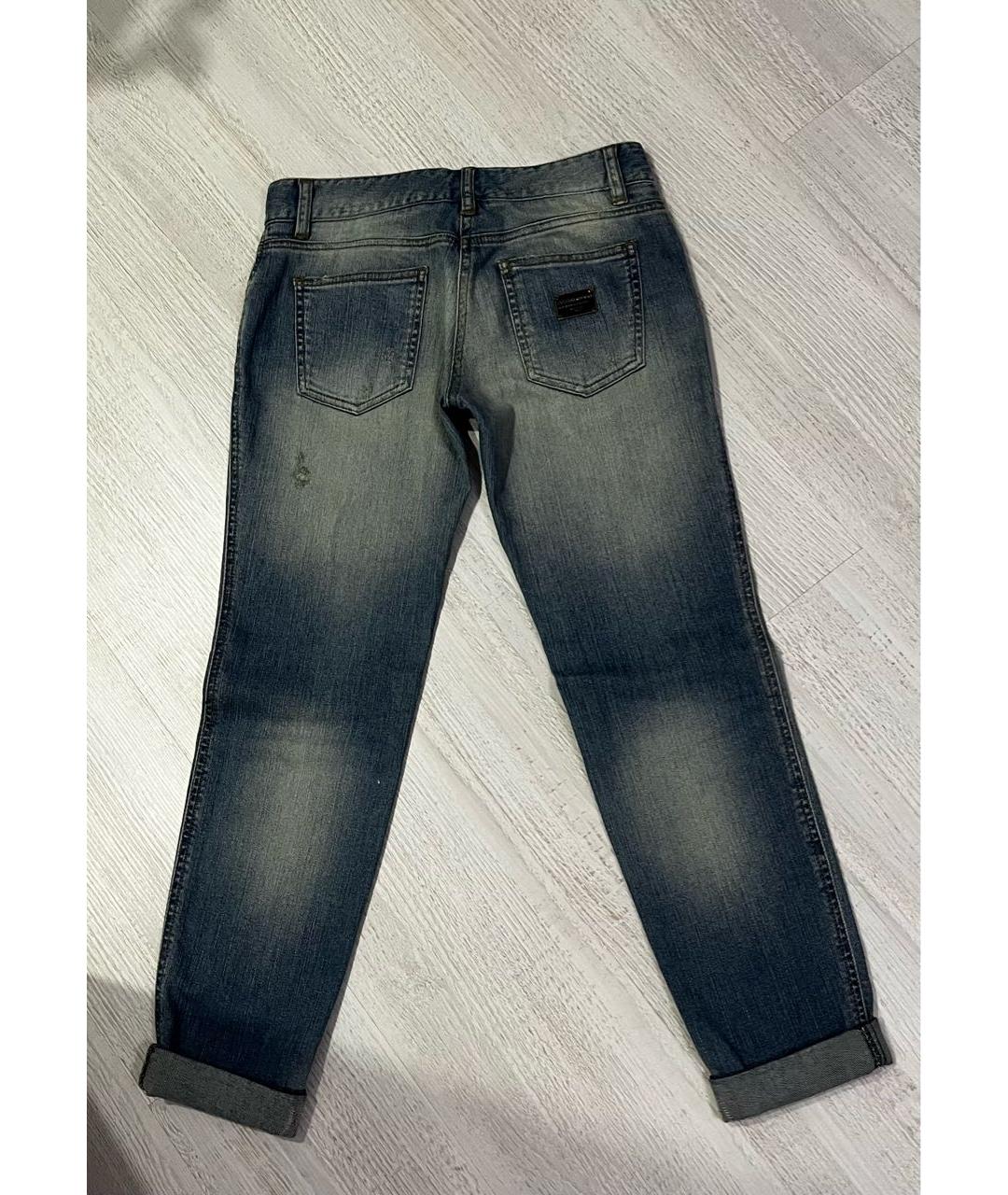 DOLCE&GABBANA Синие хлопковые джинсы слим, фото 2