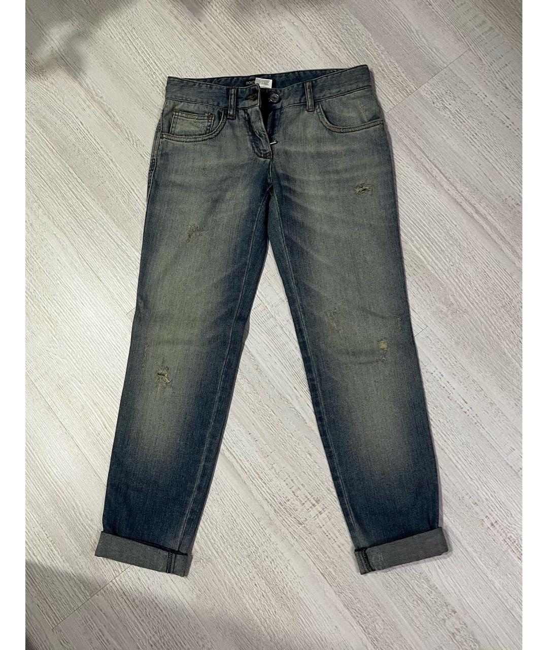 DOLCE&GABBANA Синие хлопковые джинсы слим, фото 6