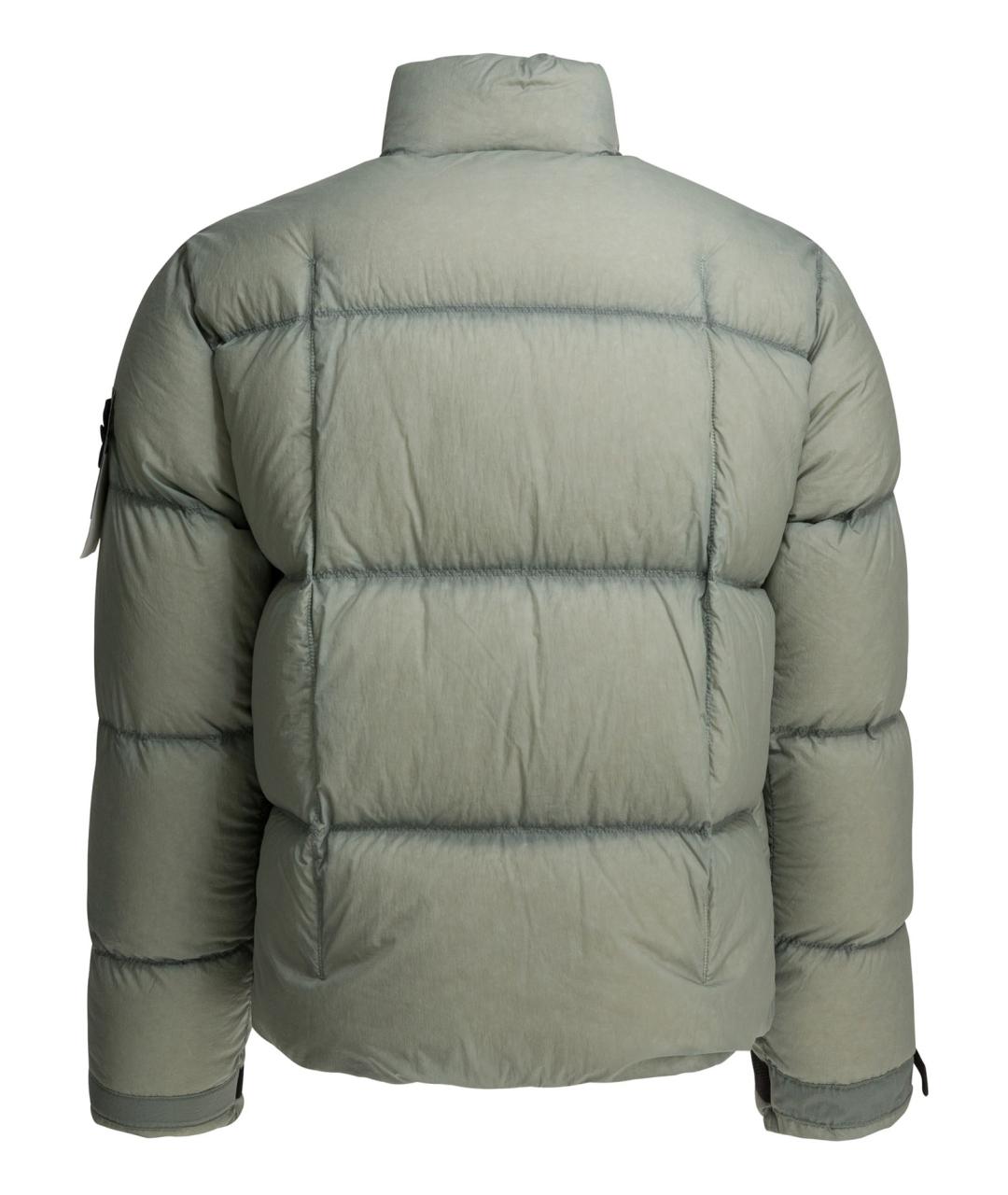 STONE ISLAND Зеленый полиамидовый пуховик, фото 2