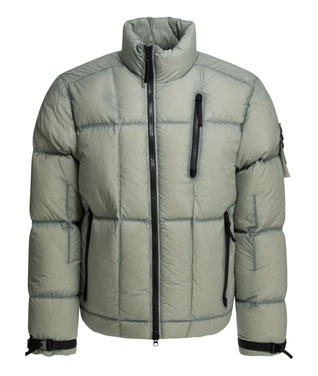 STONE ISLAND Зеленый полиамидовый пуховик, фото 1