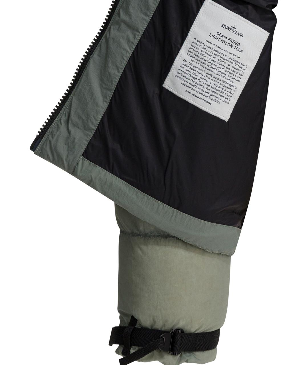 STONE ISLAND Зеленый полиамидовый пуховик, фото 4