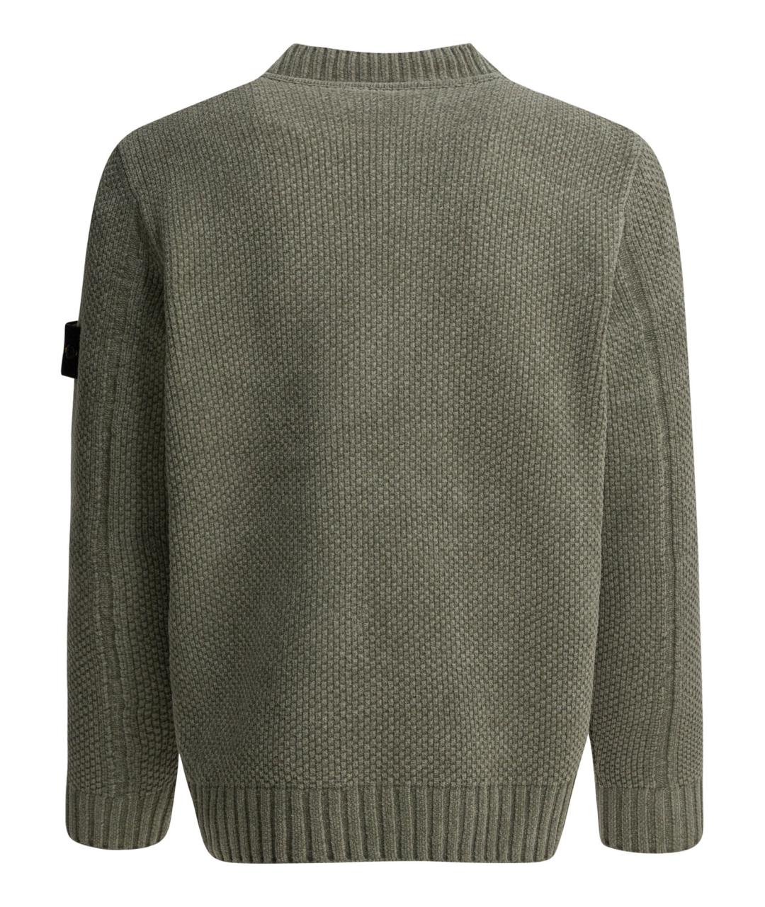 STONE ISLAND Зеленый хлопковый джемпер / свитер, фото 2