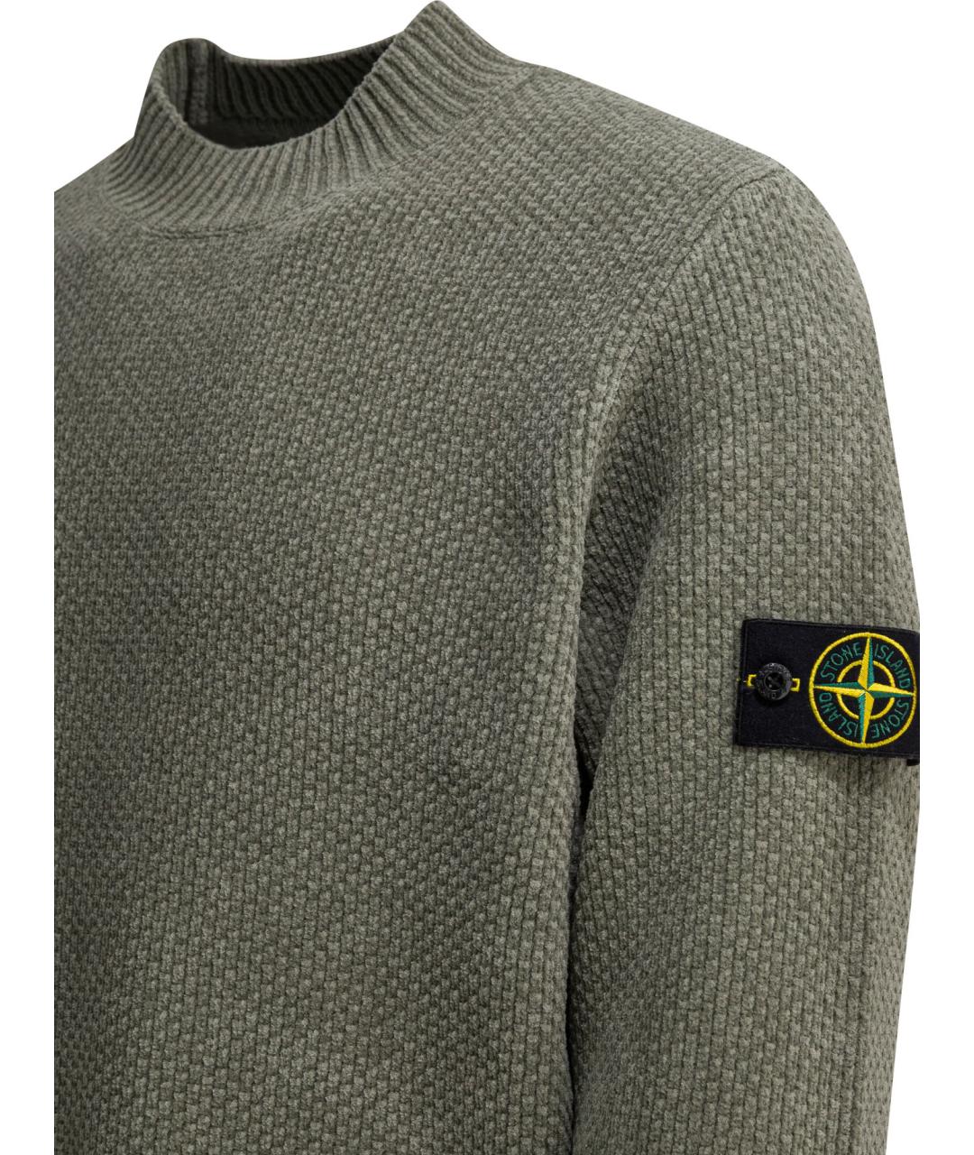 STONE ISLAND Зеленый хлопковый джемпер / свитер, фото 4