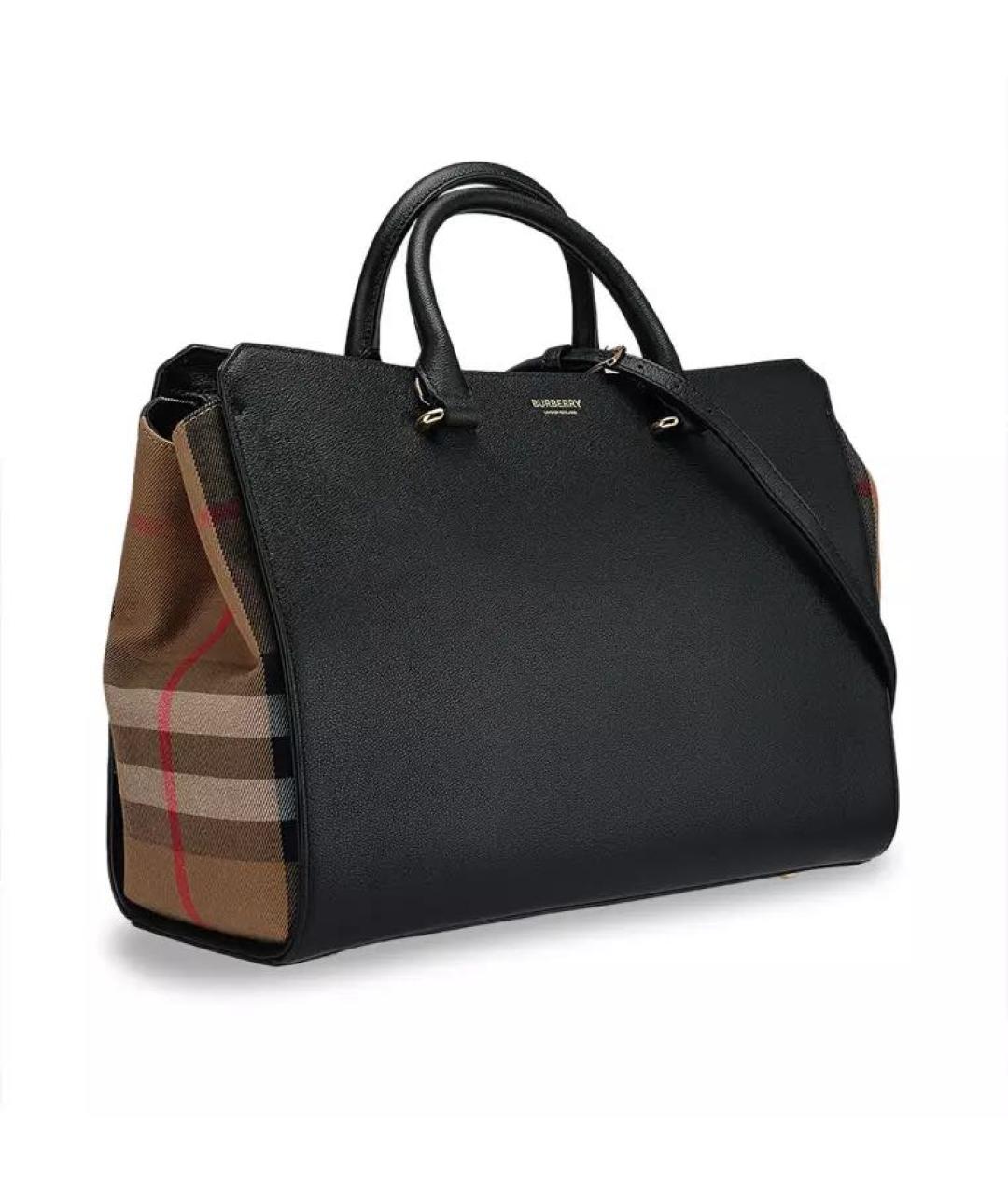 BURBERRY Черная кожаная сумка с короткими ручками, фото 7