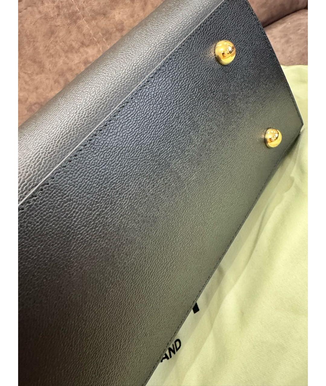 BURBERRY Черная кожаная сумка с короткими ручками, фото 5