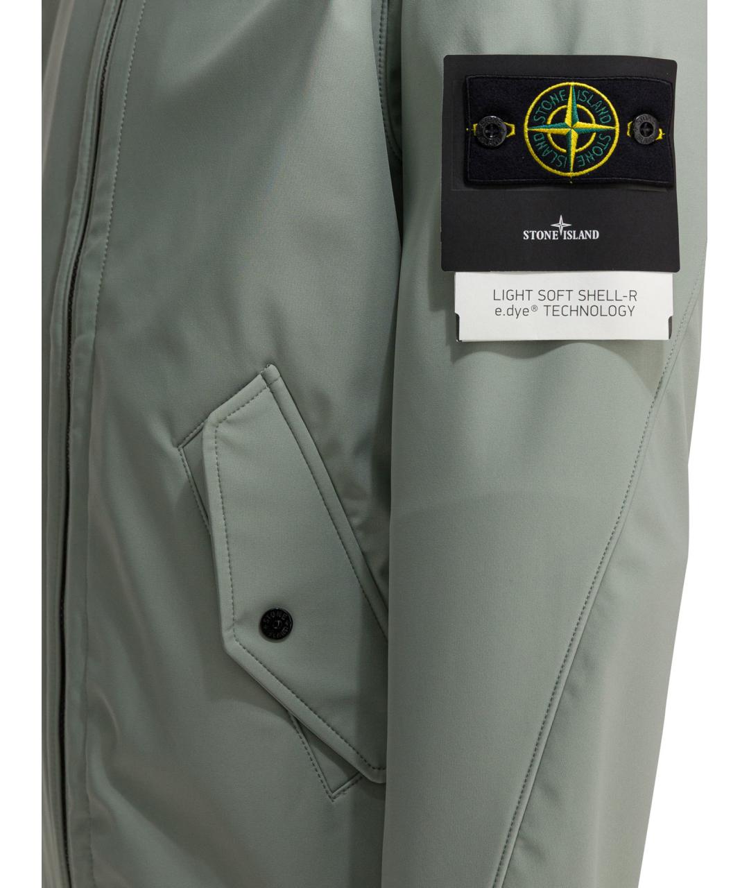 STONE ISLAND Зеленая полиэстеровая куртка, фото 3