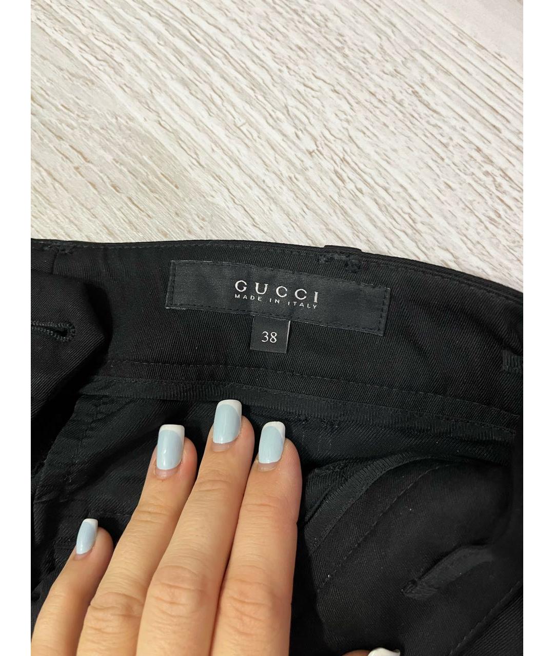 GUCCI Черные хлопковые брюки узкие, фото 3