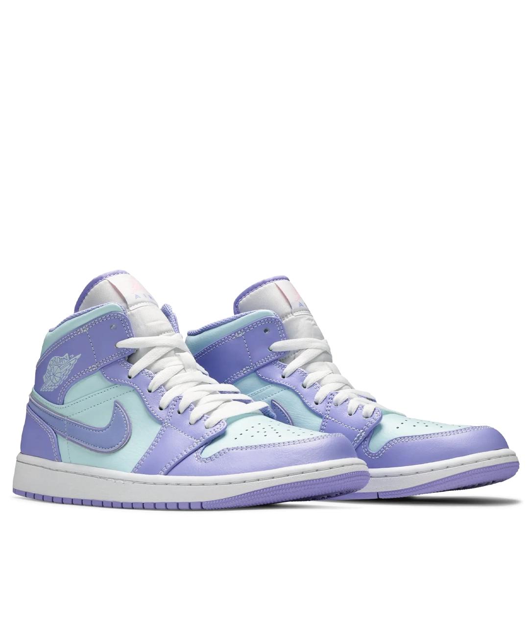 JORDAN Фиолетовые кожаные высокие кроссовки / кеды, фото 2