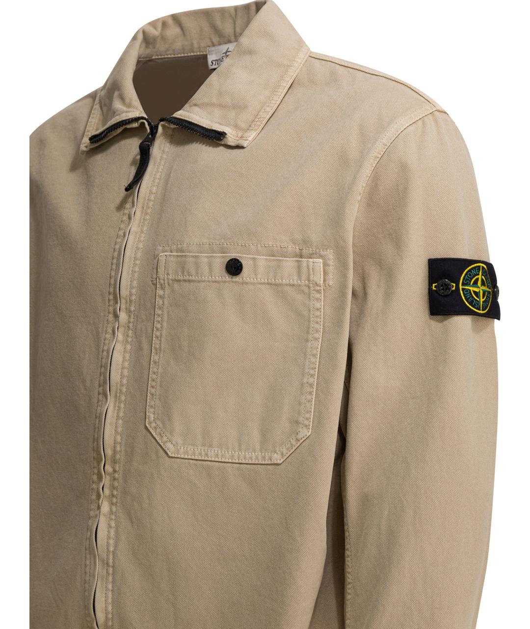 STONE ISLAND Бежевая хлопковая куртка, фото 3