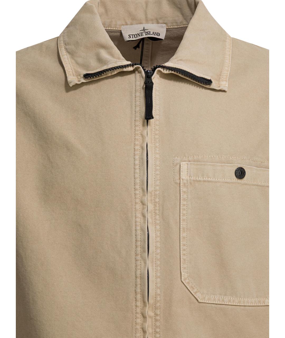 STONE ISLAND Бежевая хлопковая куртка, фото 4