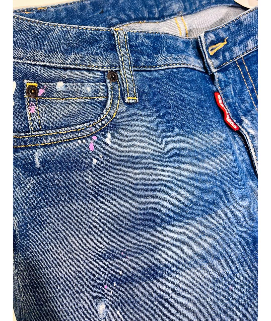 DSQUARED2 Голубые хлопко-эластановые джинсы слим, фото 4