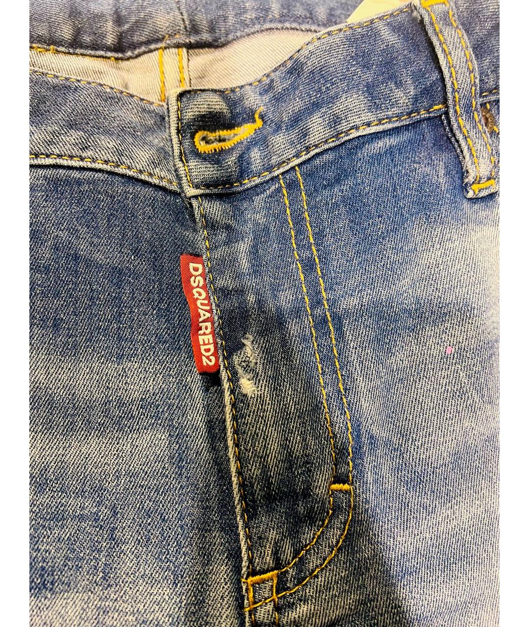 DSQUARED2 Голубые хлопко-эластановые джинсы слим, фото 8