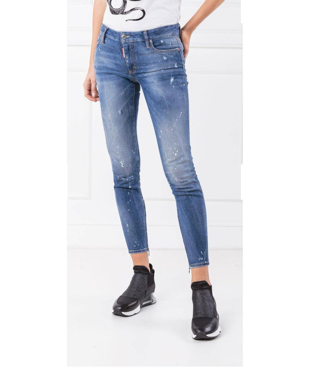 DSQUARED2 Голубые хлопко-эластановые джинсы слим, фото 6