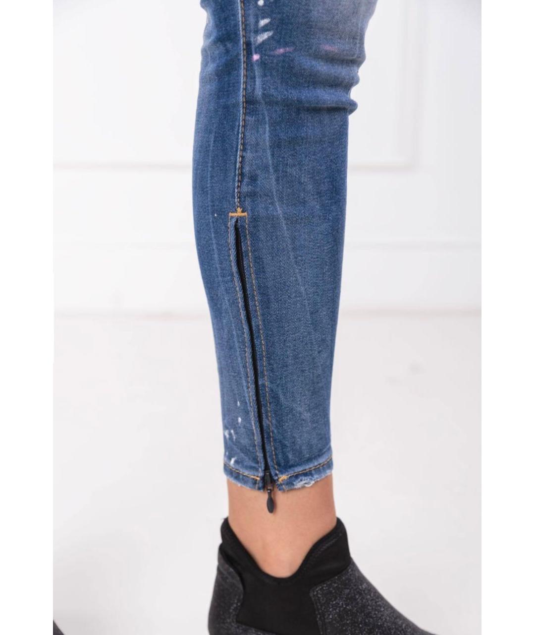 DSQUARED2 Голубые хлопко-эластановые джинсы слим, фото 7