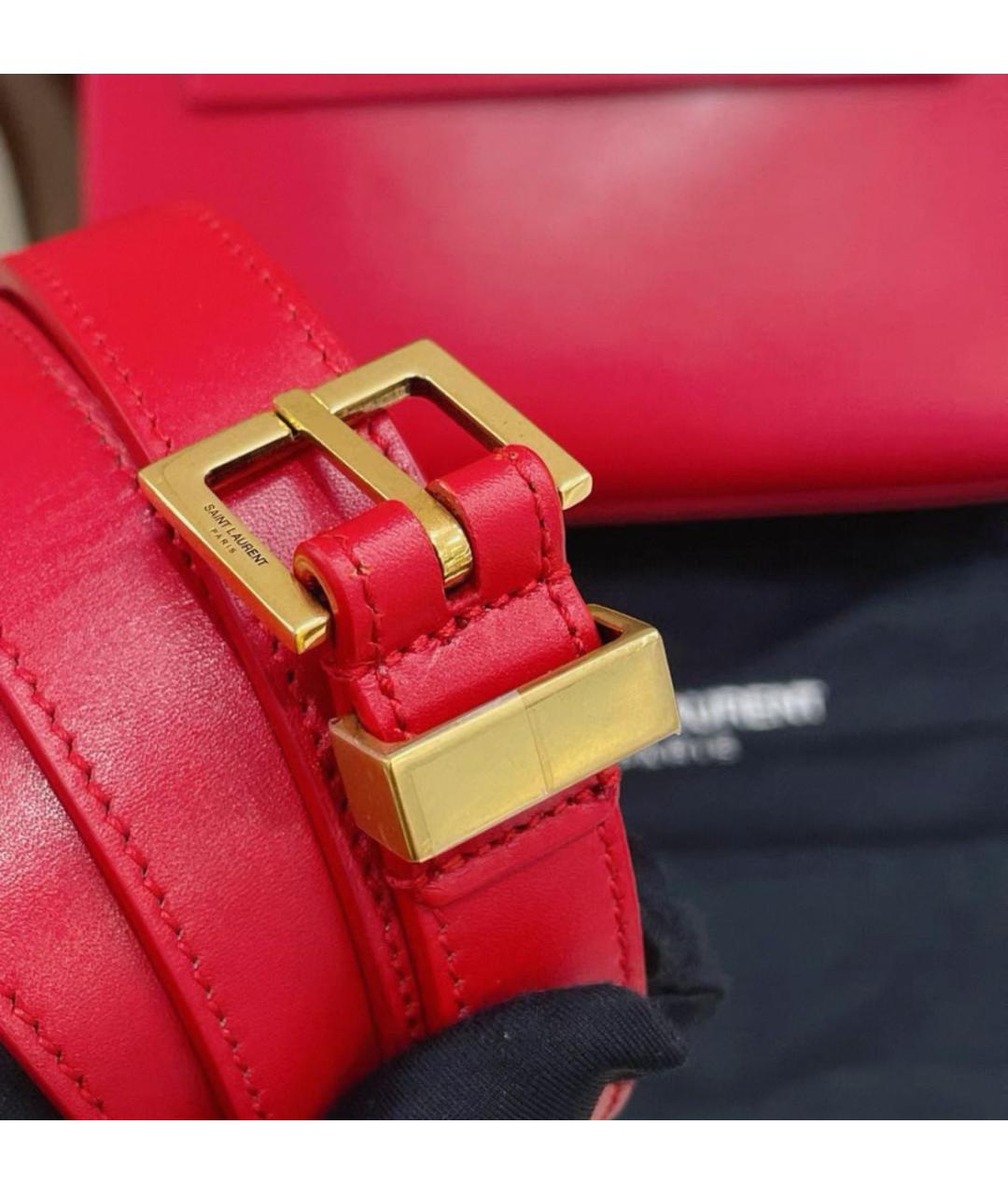 SAINT LAURENT Красная кожаная сумка через плечо, фото 3