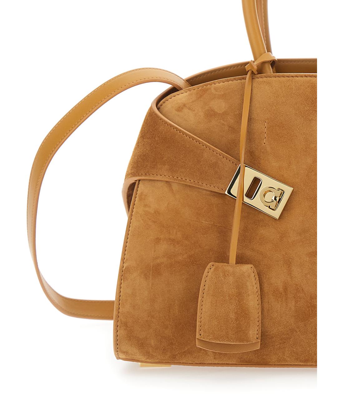 FERRAGAMO Бежевая замшевая сумка тоут, фото 3