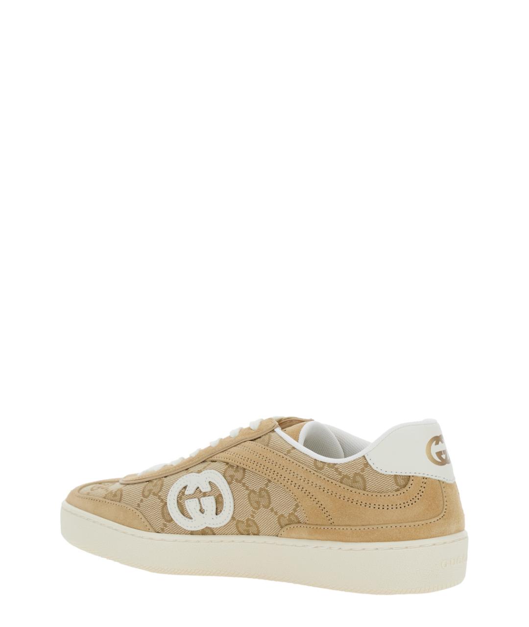 GUCCI Бежевые кожаные кроссовки, фото 3