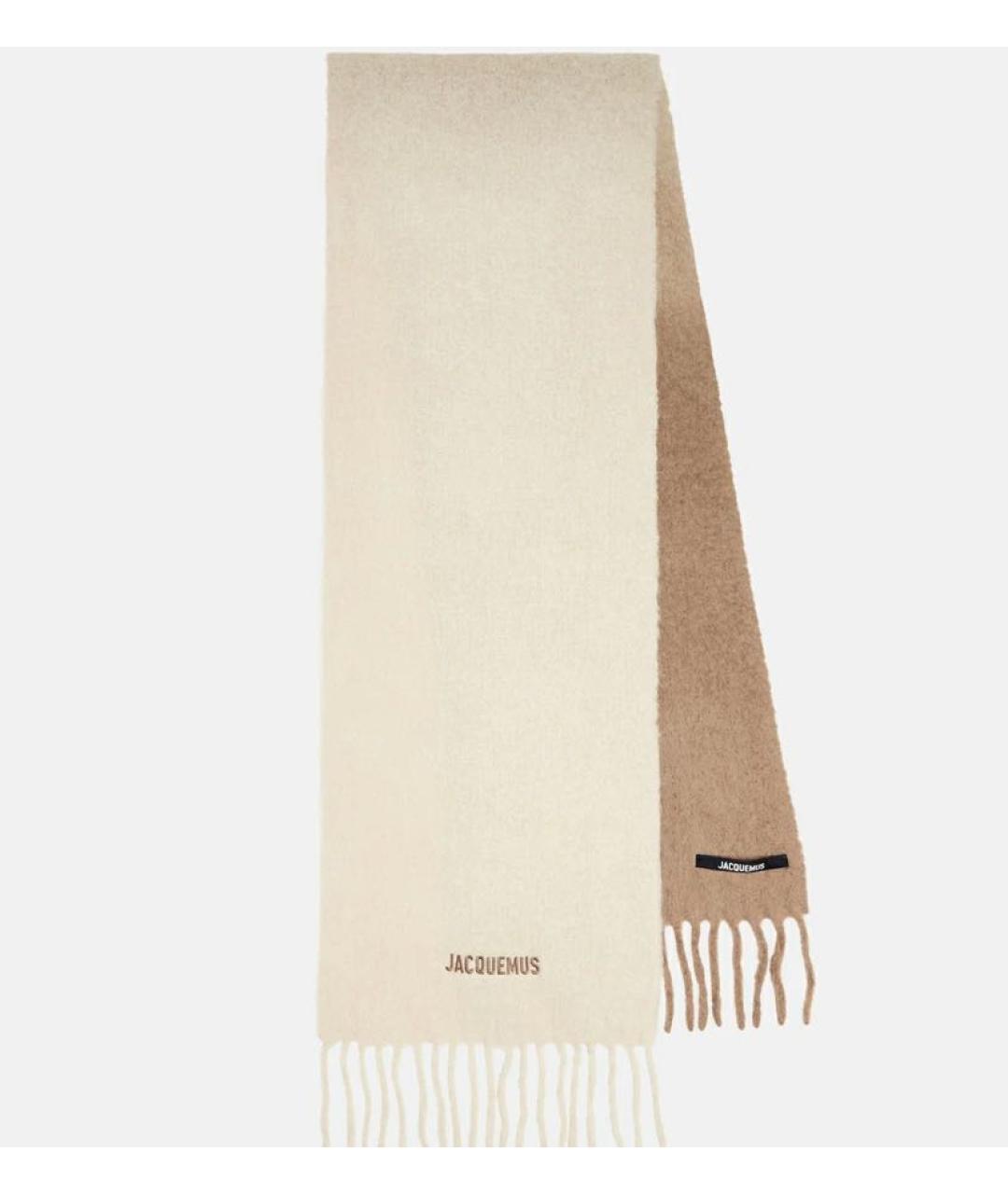 JACQUEMUS Бежевый шерстяной шарф, фото 5