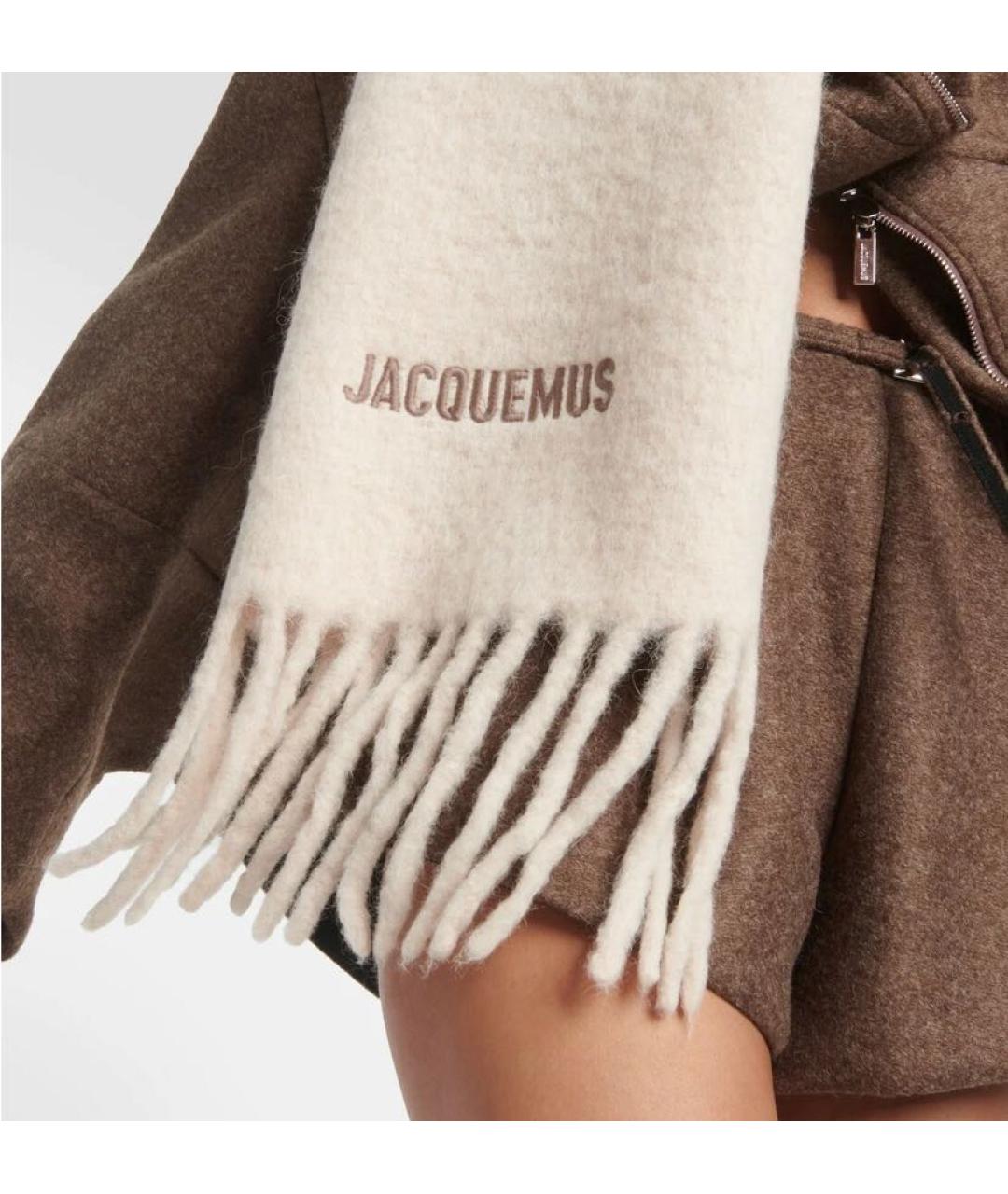 JACQUEMUS Бежевый шерстяной шарф, фото 3
