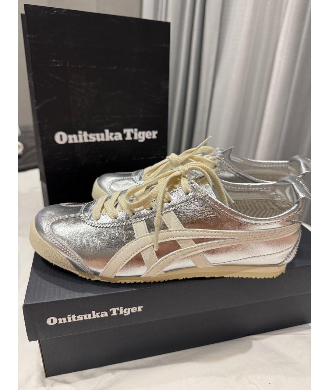 ONITSUKA TIGER Серебряные кожаные кроссовки, фото 8