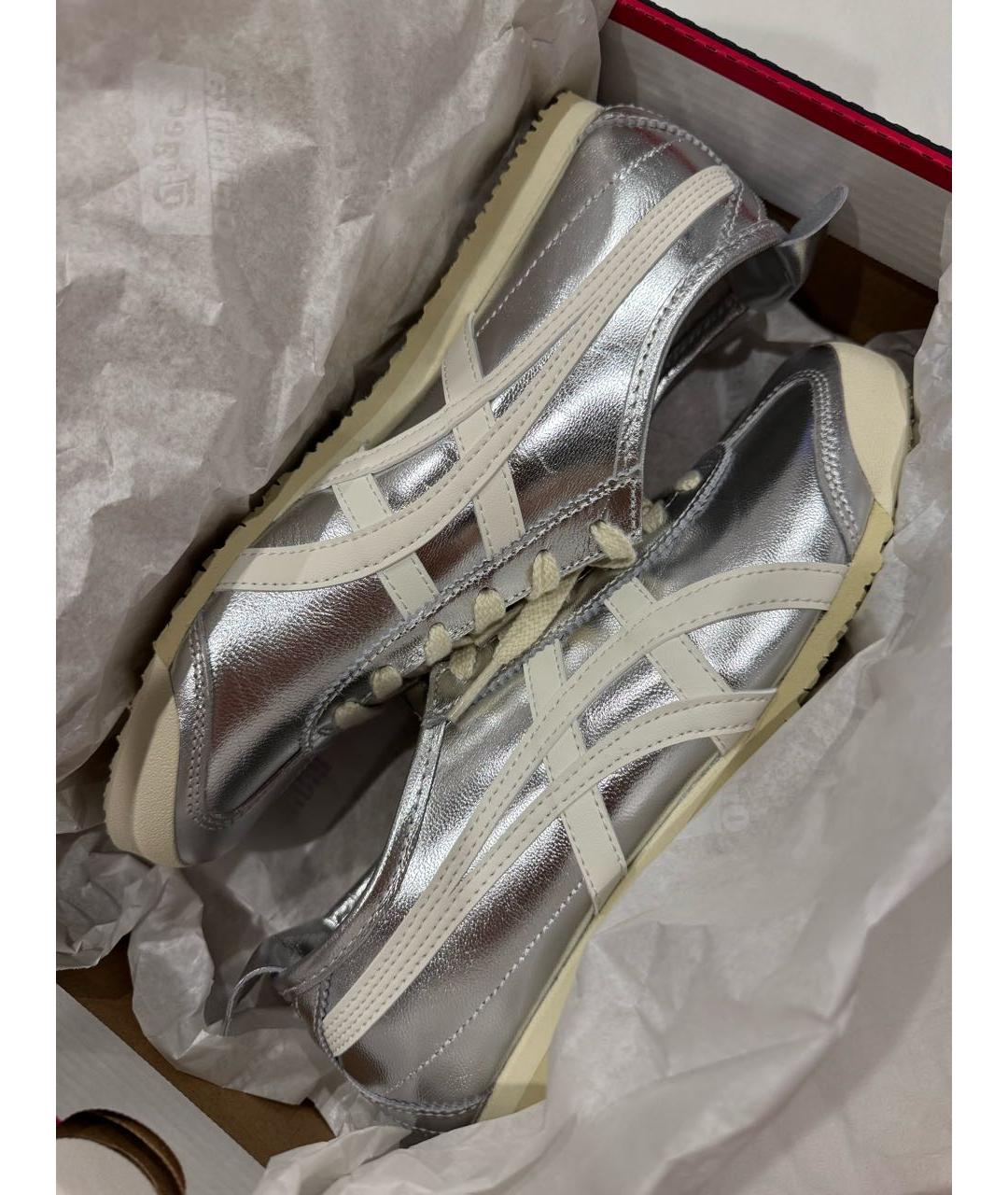 ONITSUKA TIGER Серебряные кожаные кроссовки, фото 5