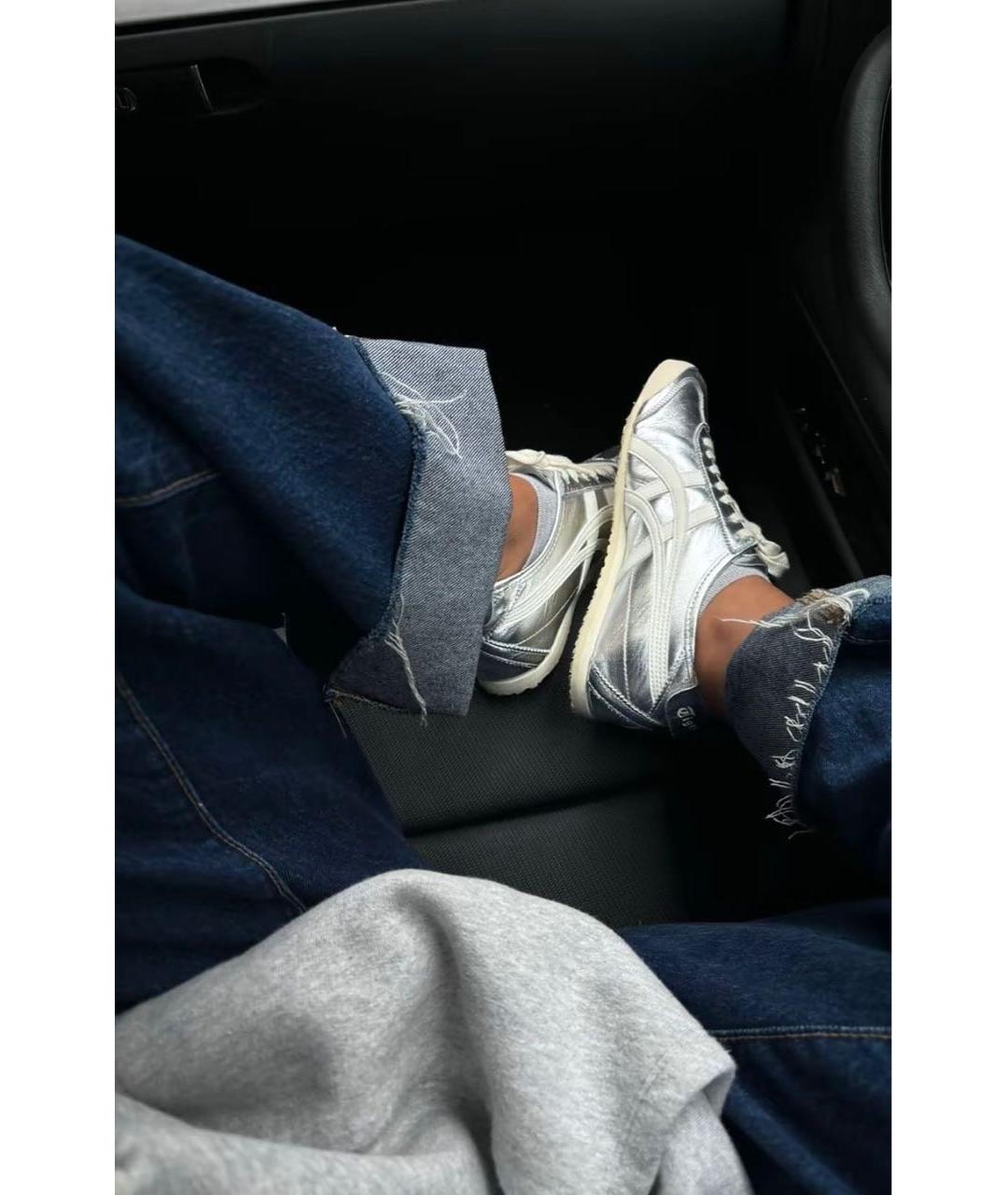 ONITSUKA TIGER Серебряные кожаные кроссовки, фото 6