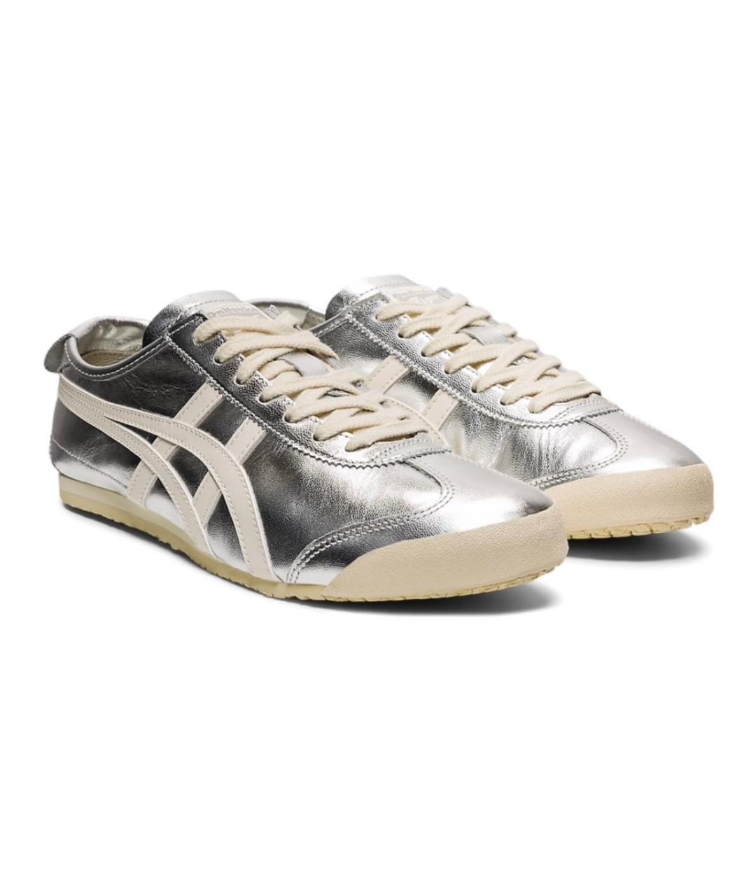 ONITSUKA TIGER Серебряные кожаные кроссовки, фото 2