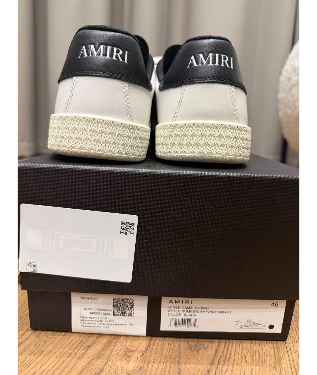 AMIRI Белые кожаные низкие кроссовки / кеды, фото 4