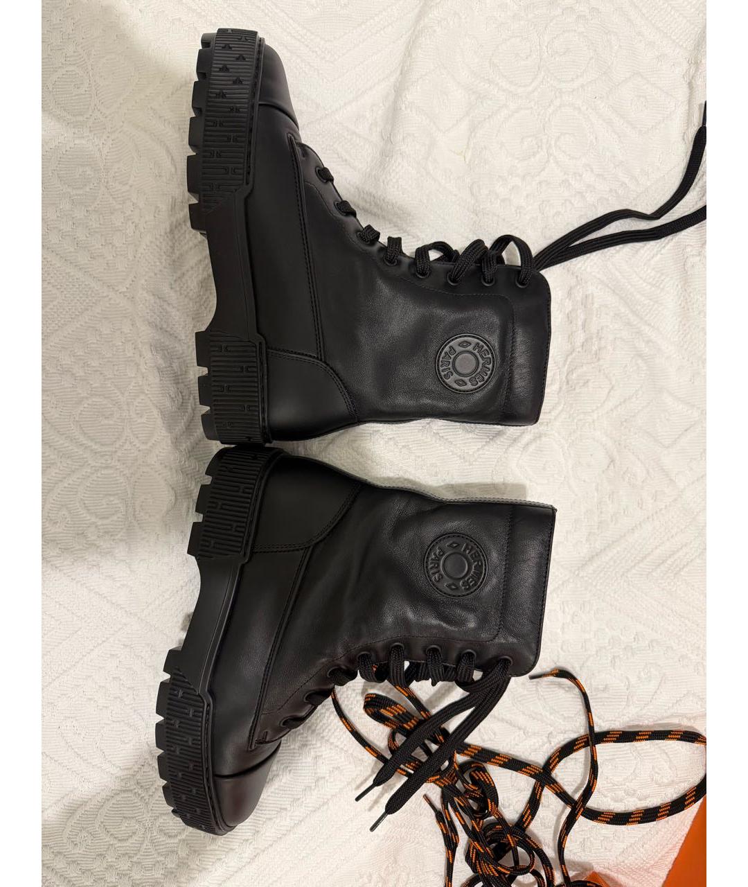 HERMES Черные кожаные ботинки, фото 7