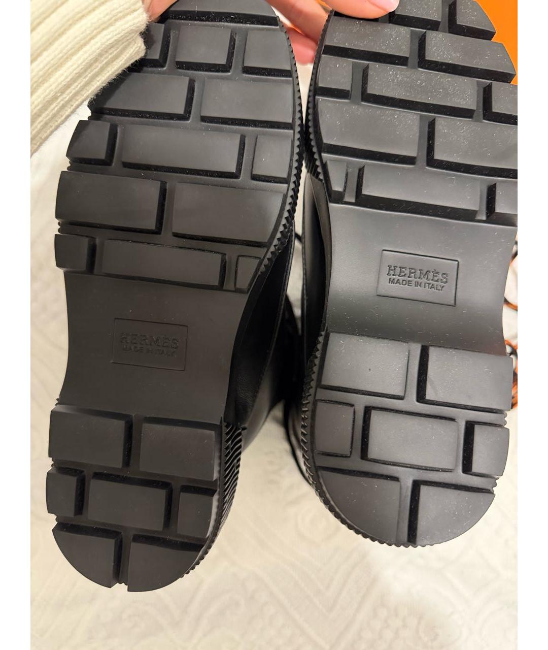 HERMES Черные кожаные ботинки, фото 4