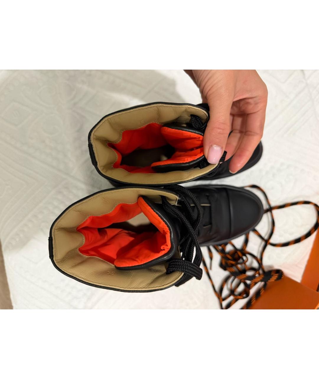 HERMES Черные кожаные ботинки, фото 5