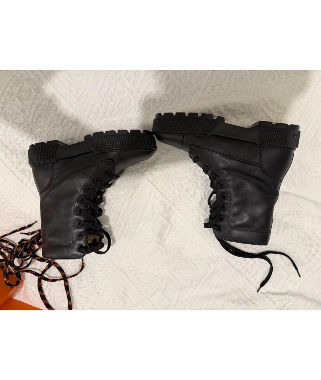 HERMES Черные кожаные ботинки, фото 6