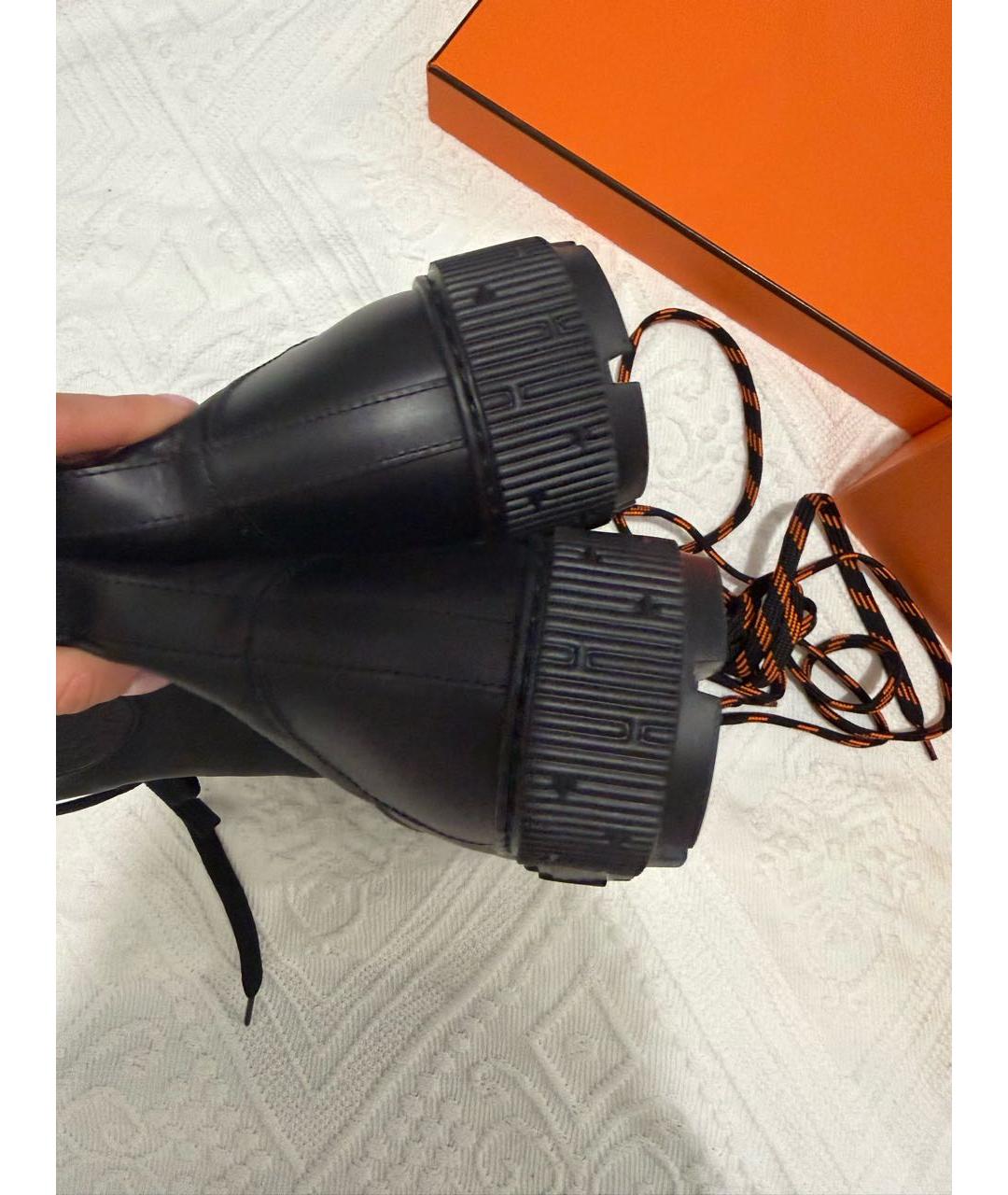 HERMES Черные кожаные ботинки, фото 3