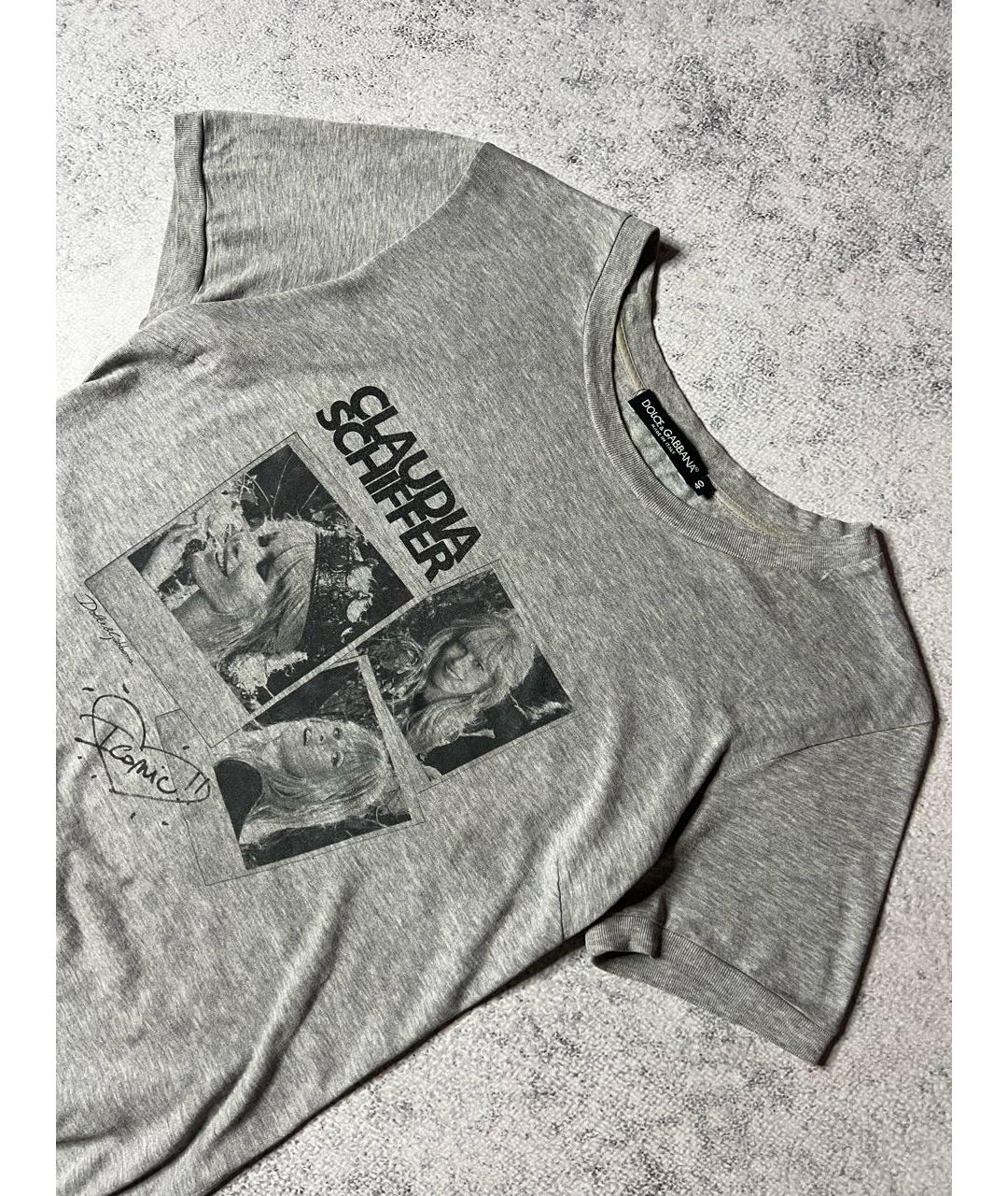 DOLCE&GABBANA Серая хлопковая футболка, фото 3