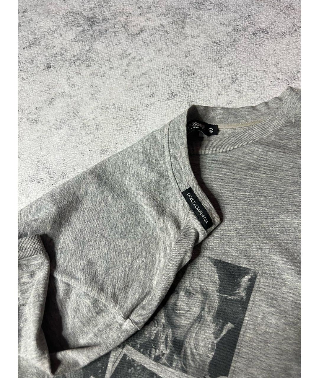 DOLCE&GABBANA Серая хлопковая футболка, фото 6