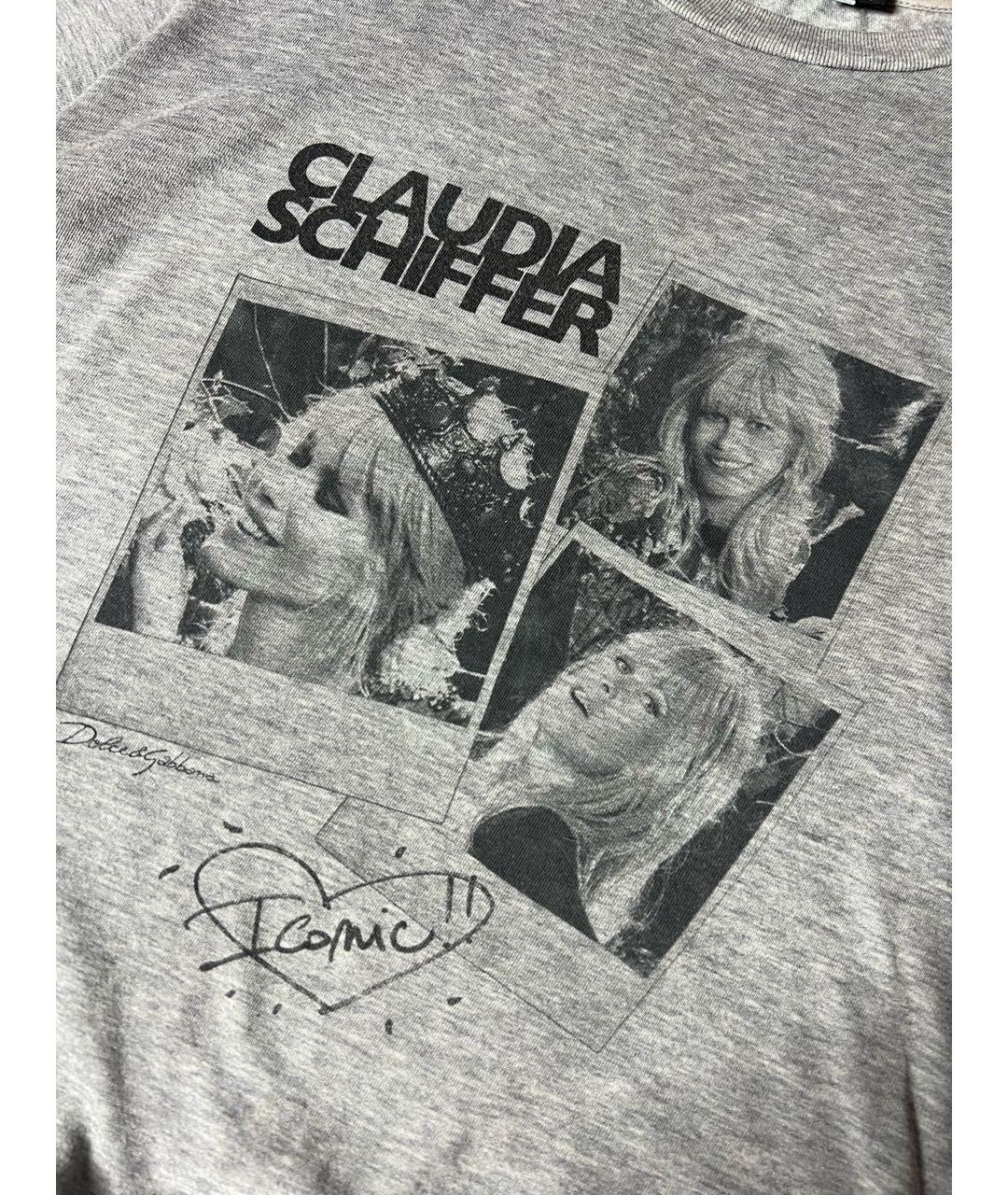 DOLCE&GABBANA Серая хлопковая футболка, фото 4