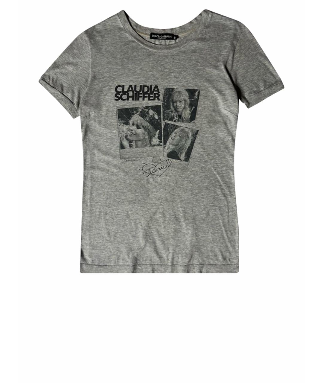 DOLCE&GABBANA Серая хлопковая футболка, фото 1