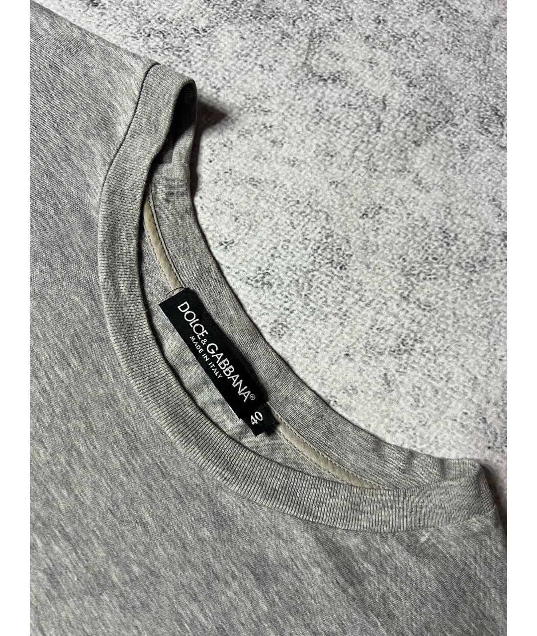 DOLCE&GABBANA Серая хлопковая футболка, фото 5
