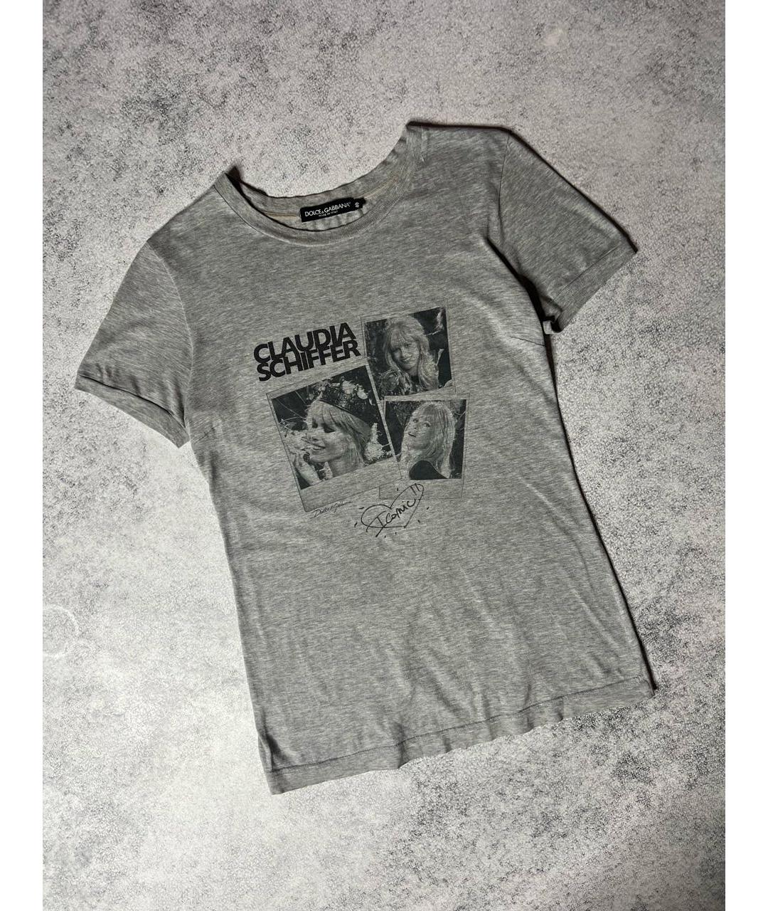 DOLCE&GABBANA Серая хлопковая футболка, фото 7
