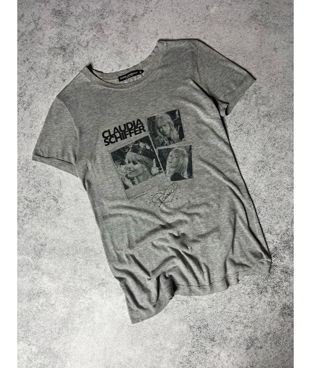 DOLCE&GABBANA Серая хлопковая футболка, фото 2