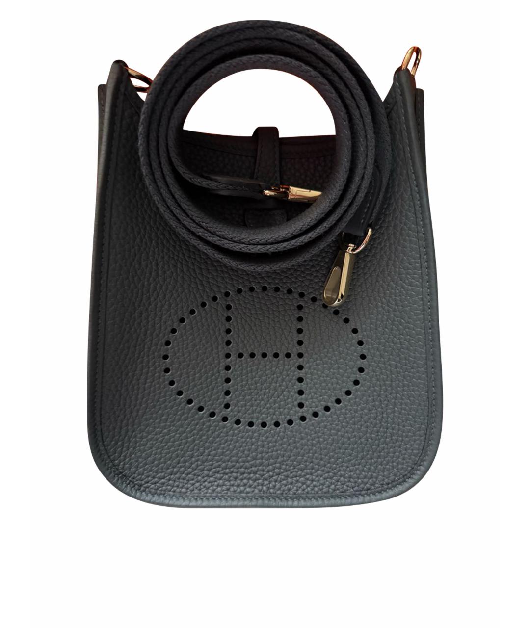 HERMES Антрацитовая кожаная сумка через плечо, фото 1