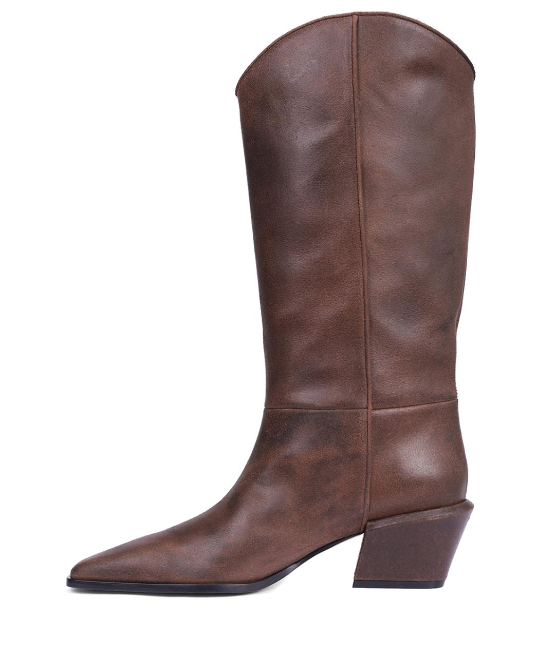 PARIS TEXAS Коричневые кожаные сапоги, фото 3