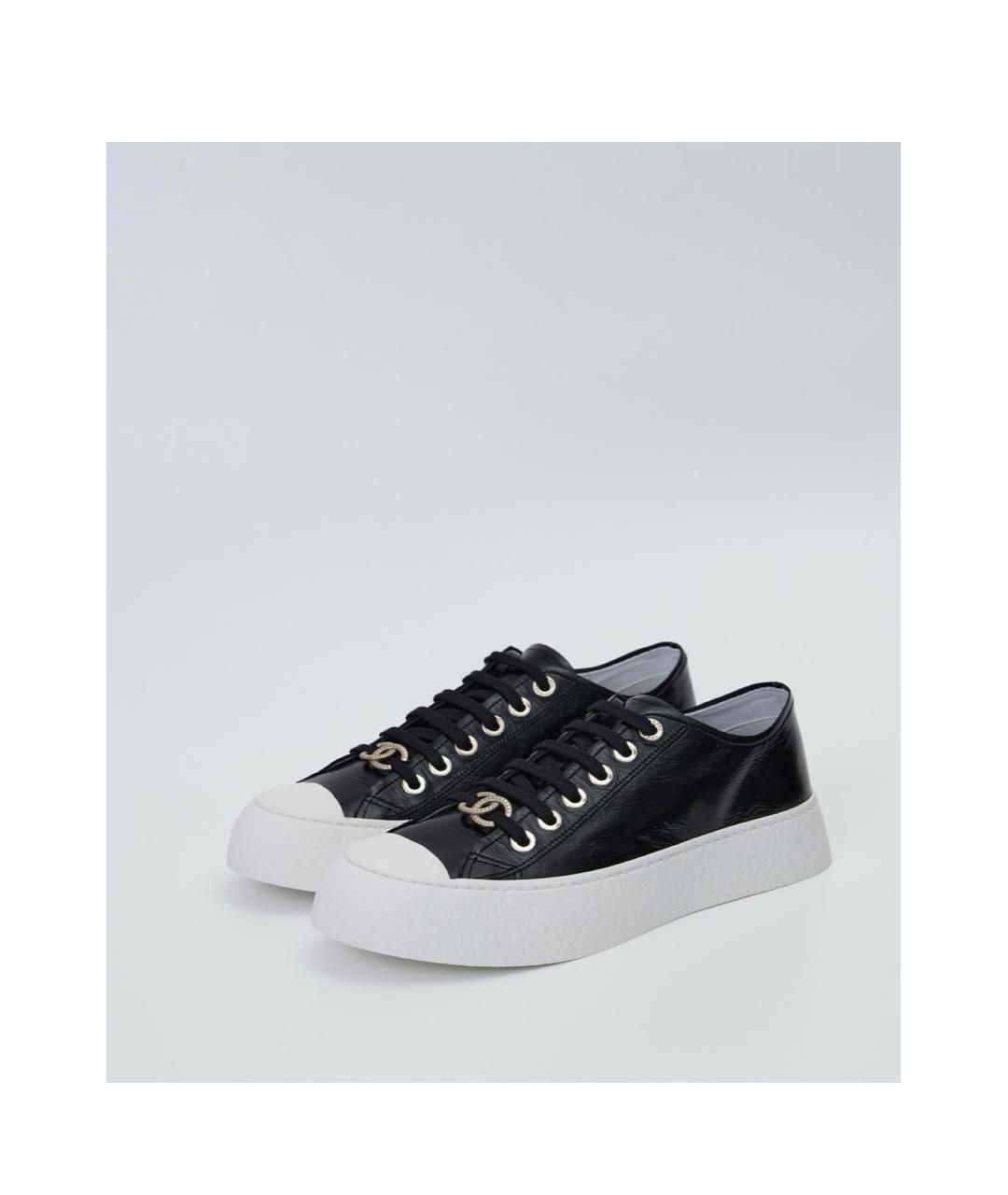 CHANEL Черные кожаные кеды, фото 5