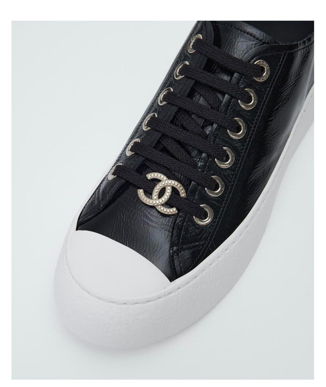 CHANEL Черные кожаные кеды, фото 3